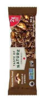 Taste of Nature Organic Chocolate Peanut Snack Bar, 40 Gram 16 per case