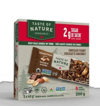Taste of Nature Organic Chocolate Peanut Snack Bar, 40 Gram 16 per case