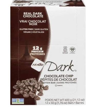 NuGo Dark Chocolate Chip Protein Bar, 50 Gram 12 per case