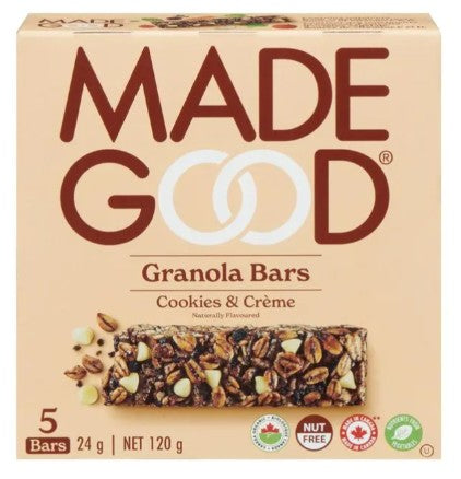 MadeGood Cookies and Crème Granola Bar, 24 Gram 30 per case