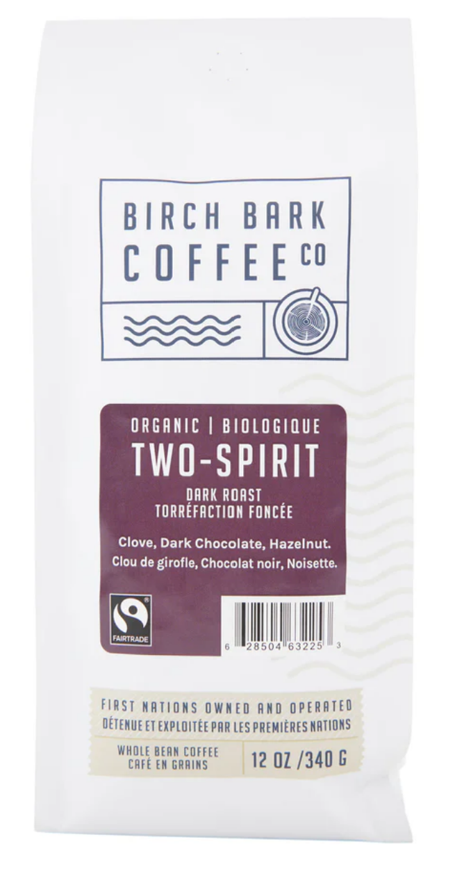 Birch Bark Coffee Co Whole Bean Coffee Organic Two-Spirit Dark Roast, 340 g Product of Canada Pantry