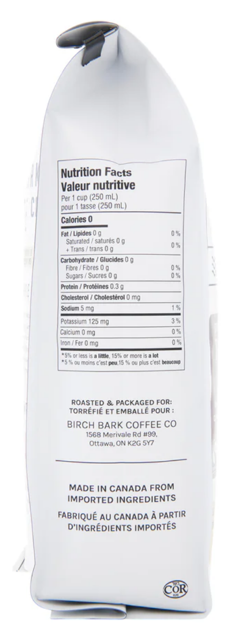 Birch Bark Coffee Co Whole Bean Coffee Organic Two-Spirit Dark Roast, 340 g Product of Canada Pantry