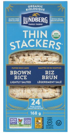 LUNDBERG FAMILY FARMS ORGANIC BROWN RICE LIGHTLY SALTED THIN STACKERS (LUNDBERG FAMILY FARMS RICE CAKES) 6 per case