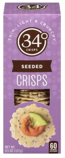 34 Degrees Seeded Crisps, 127 Gram 12 per case
