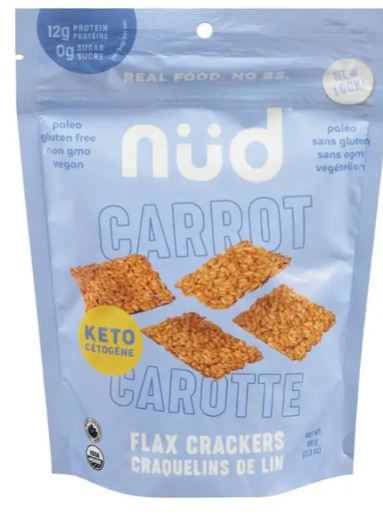 Nud Fud Keto Carrot Flax Crackers, 66 Gram 6 per case