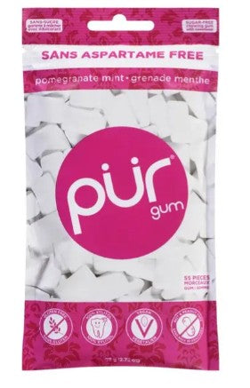 Pur Pomegranate Mint Gum, 77 Gram 12 per case