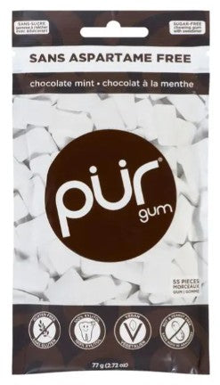 Pur Chocolate Mint Gum, 77 Gram 12 per case