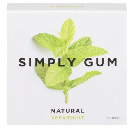 Simply Gum Natural Spearmint Chewing Gum, 15 count 12 per case