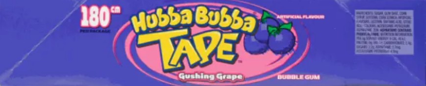 HUBBA BUBBA GUM TAPE GRAPE (12X12X56GR) 144 per case