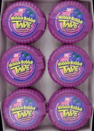 HUBBA BUBBA GUM TAPE GRAPE (12X12X56GR) 144 per case