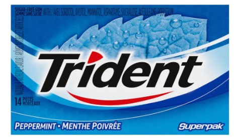 TRIDENT GUM STICK PEPPERMINT (12X12X1UN) 144 per case