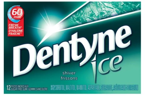DENTYNE ICE GUM SHIVER (18X12UN) 216 per case