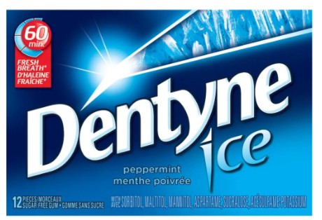 DENTYNE ICE GUM MINT BLUE (18X12UN) 216 per case