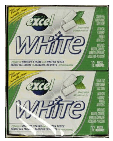 EXCEL WHITE GUM SPEARMINT (18X12UN) 216 per case