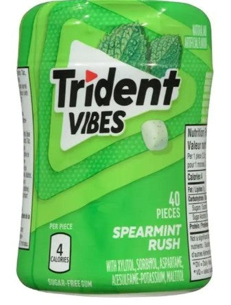 TRIDENT VIBES GUM SPEARMINT SUGAR/SALT FREE BOTTLE (4X6X40UN) 24 per case