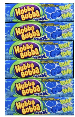 HUBBA BUBBA GUM MAX SOUR BLUE RASPBERRY (12X18X5UN) 216 per case