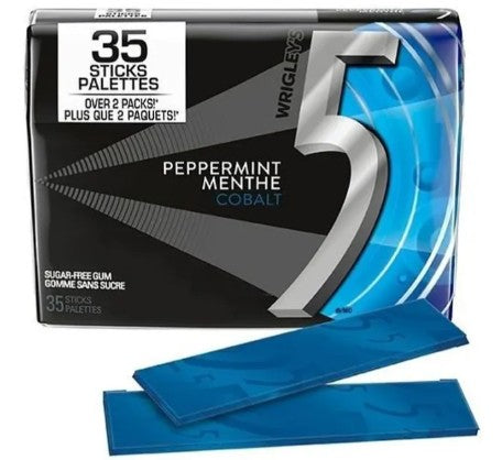 5 Gum Peppermint Sugar Free Chewing Gum, 94.49 Gram 48 per case