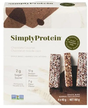 SimplyProtein Chocolate Coconut Snack Bar, 160 Gram 6 per case
