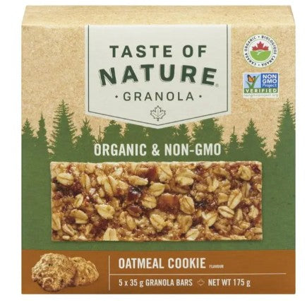 Taste of Nature Organic Oatmeal Cookie Granola Bar, 35 Gram 60 per case