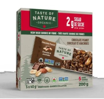 Taste of Nature Organic Chocolate Peanut Fruit and Nut Snack Bar, 40 Gram 30 per case