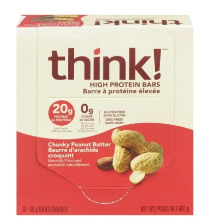 think! Chunky Peanut Butter High Protein Bar, 60 Gram 10 per case