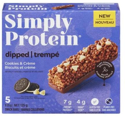 SimplyProtein Cookies and Crème Dipped Bar, 25 Gram 30 per case