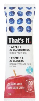 That's It. 1 Apple 20 Blueberry Fruit Bar, 35 Gram 12 per case