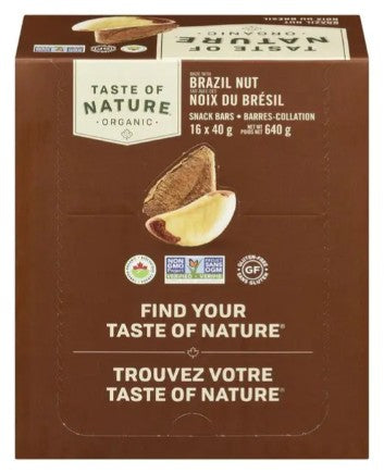Taste of Nature Organic Brazil Nut Snack Bar, 40 Gram 16 per case