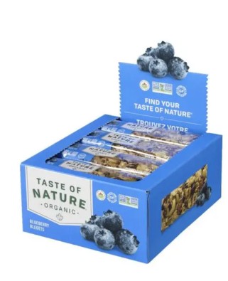 Taste of Nature Organic Blueberry Fruit and Nut Snack Bar, 40 Gram 16 per case