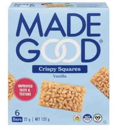 MadeGood Organic Vanilla Crispy Squares, 132 Gram 6 per case