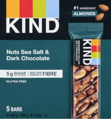KIND 40 Grams Nuts Sea Salt and Dark Chocolate Bar, 5 count 10 per case