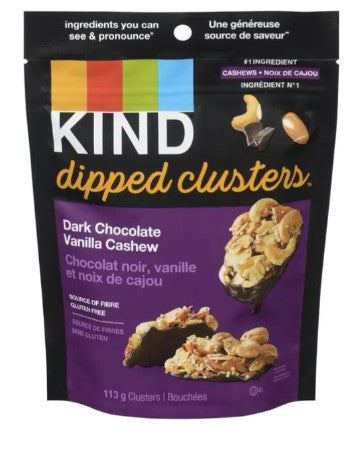 KIND Dark Chocolate Vanilla Cashew Dipped Clusters, 113 Grams 8 per case