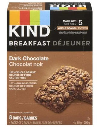 KIND Dark Chocolate Cocoa Breakfast 50 Grams Protein Bar, 4 count 5 per case