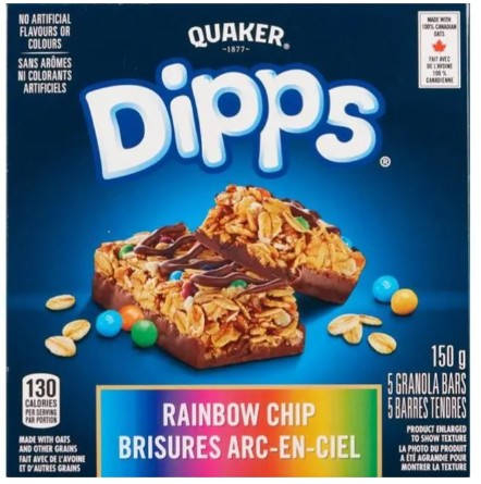 QUAKER BAR CHEWY RAINBOW CHIP DIPPS (12X150GR) 12 per case