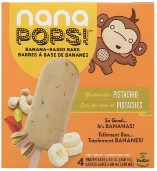ROSEWATER PISTACHIO NANAPOPS (ROSEWATER PISTACHIO NANAPOPS Banana-Based Bars) 6 Per Case