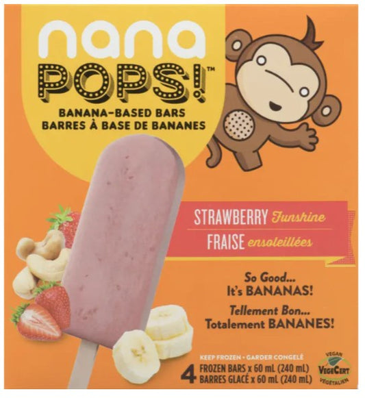 STRAWBERRY FUNSHINE NANAPOPS (STRAWBERRY FUNSHINE NANAPOPS Banana-Based Bars) 6 Per Case