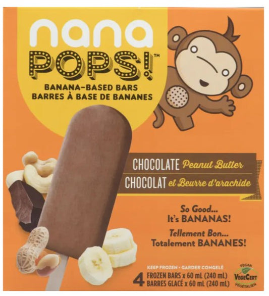 CHOCOLATE PEANUT BUTTER NANAPOPS (CHOCOLATE PEANUT BUTTER NANAPOPS Banana-Based Bars) 6 Per Case