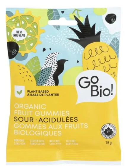 GoBio! Organic Sour Fruit Gummies,, 75 Gram 10 Per Case