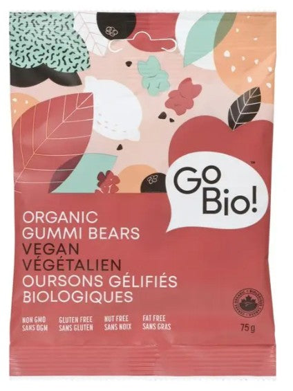 GoBio! Organic Vegan Gummi Bears, 75 Gram 10 Per Case