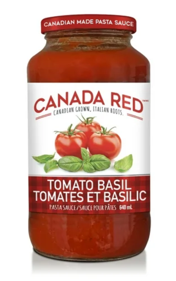 Canada Red Brand Tomato Basil Pasta Sauce, Canadian Pasta Sauce (640ml) Made in Canada Glass Jar Spaghetti Pantry
