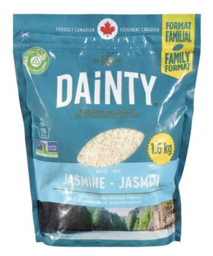 Canadian Brand DAINTY Jasmine Rice 1.6 KG White Rice Pantry Staple for Lunches Dinner