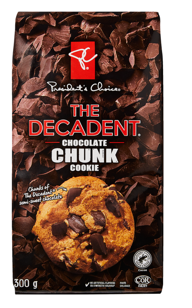 President's Choice Brand The Decadent Chocolate Chunk Cookie 300g Chocolate Cookie Snack Biscuit Pantry