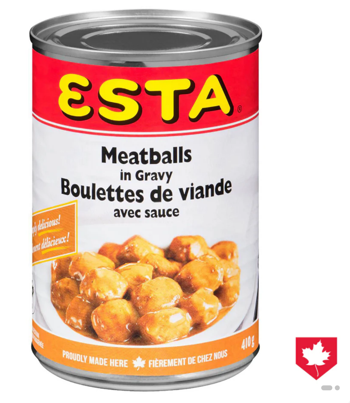 Esta Meatballs in Gravy, 410-g Quebec Brand Made in Canada Canned Meat in Gravy Pantry Dinner