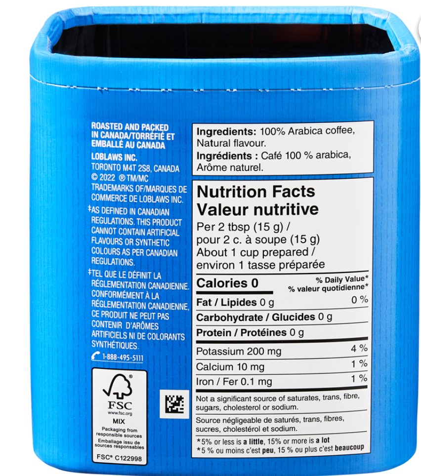 Café moulu fin à saveur naturelle de vanille française 250 g Le Choix du Président Préparé au Canada Café pour le petit-déjeuner