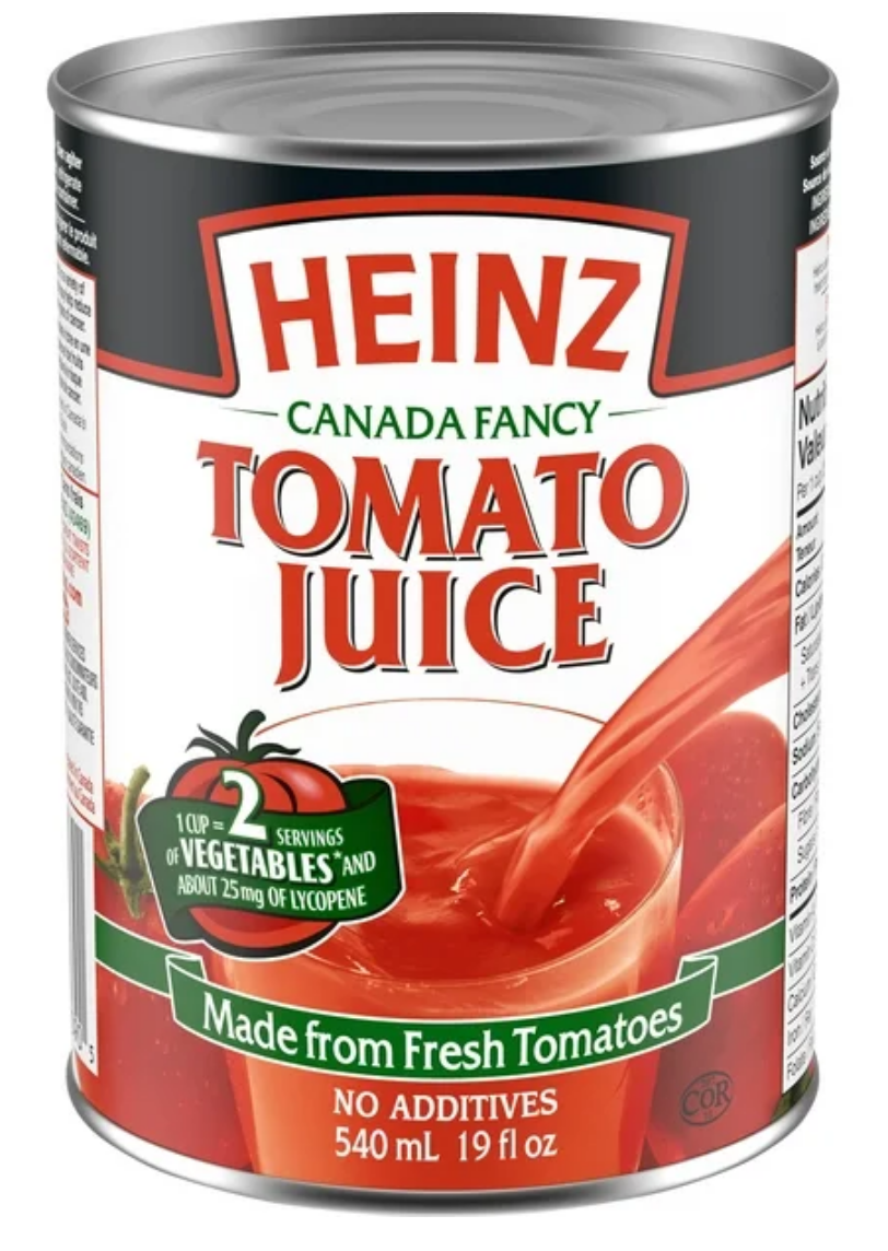 Jus de tomate Heinz, canette de 540 ml Fabriqué au Canada Jus de tomate populaire Un aliment de base sans additifs