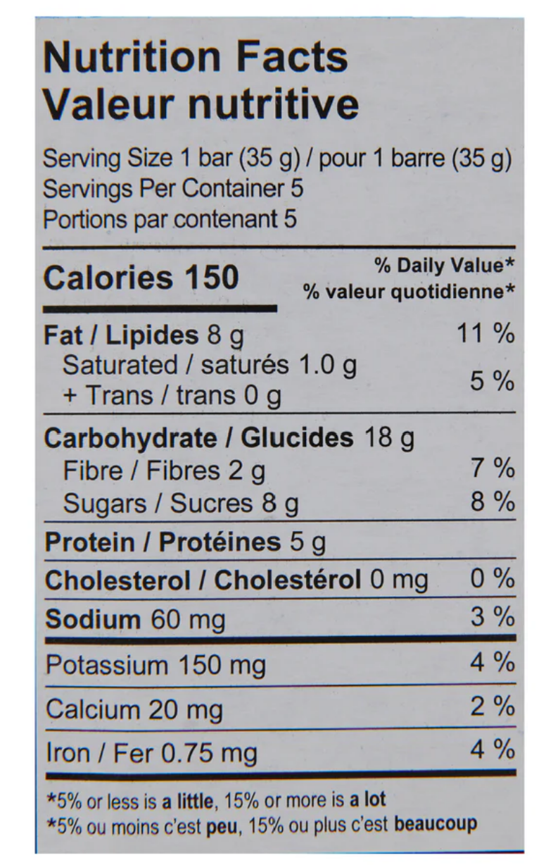 HoneyBar Brand Maple Nut Bar, 5-Pack Made in Canada Healthy Snack Pantry Staple 5 x 35 g Bars
