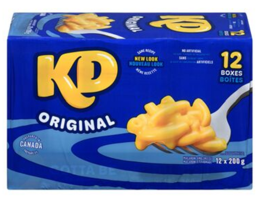 Canadian Kraft Dinner KD Original Flavour Macaroni and Cheese Big Packaging 12x200 g Box Quick Ready Meal Macaroni Pantry