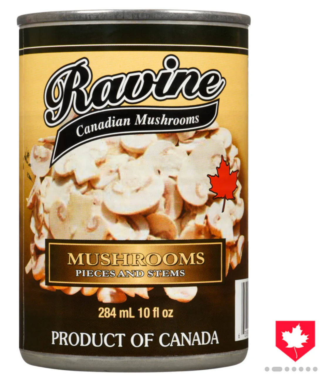 Ravine Brand Mushrooms Pieces and Stems - 284mL Product of Canada Canned Goods Canadian Dinner