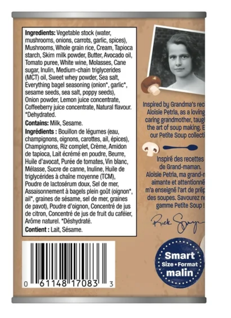 Sprague Brand Creamy Mushroom Risotto, 284 mL Made in Canada Canned Soup Ready Meal Petite Soup
